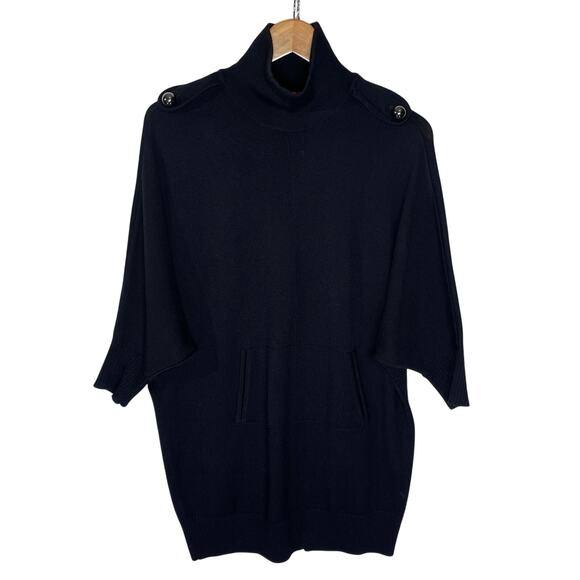 TORY BURCH Women’s Jacinthe Black Merino Wool Turtleneck Sweater Dress - Picture 2 of 5